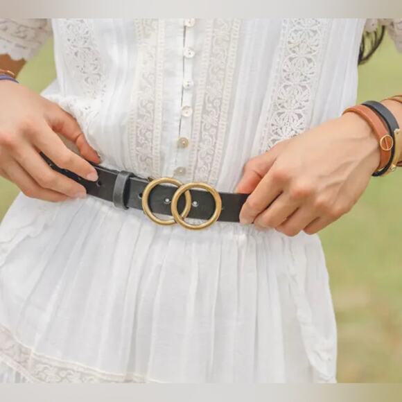 Most Wanted Women’s Double Circle Pin Hole Closure Belts. Cognac & Black XL BOTH - Picture 5 of 16